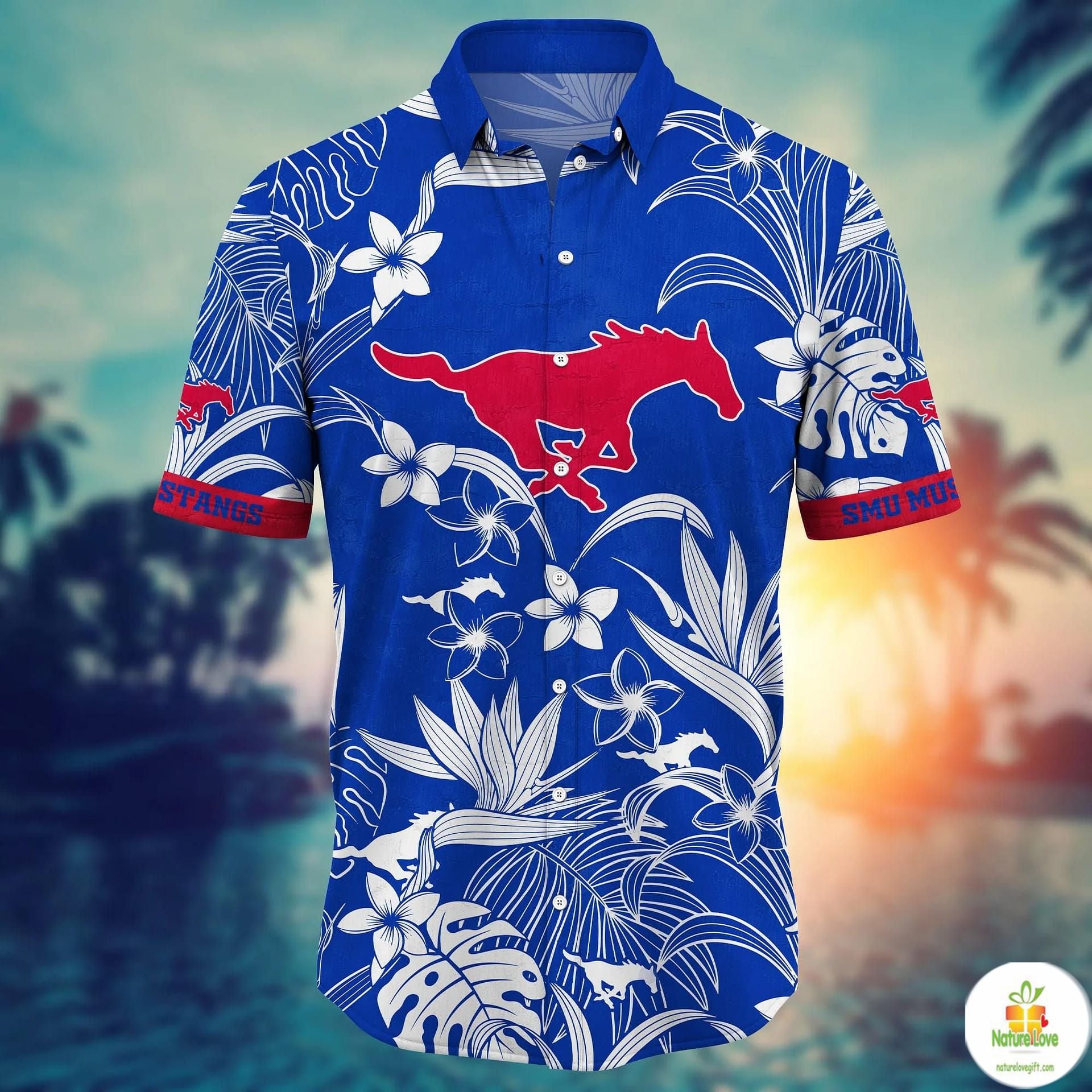 SMU Mustangs Hawaiian Shirt NCAA Aloha Shirt for Summer Camp