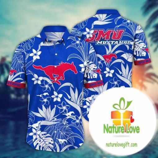 SMU Mustangs Hawaiian Shirt NCAA Aloha Shirt for Summer Camp