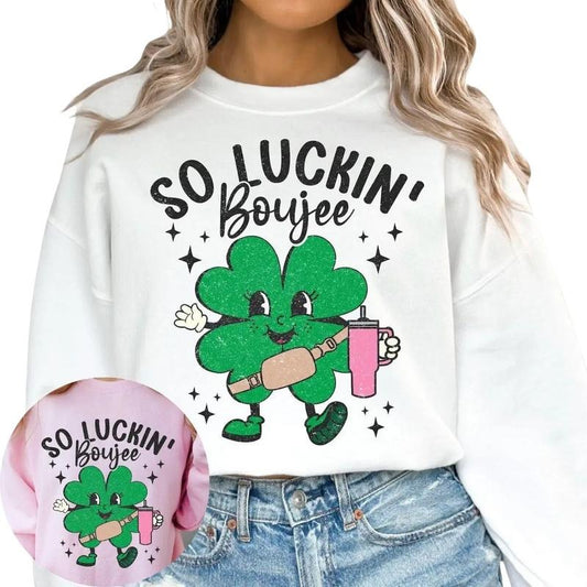 So Luckin Boujee St Patricks Day Sweatshirt T-Shirts, Hoodie | InkThreadWorks.com