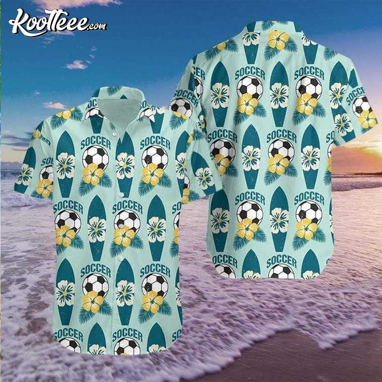 Soccer Surfing Summer Hibiscus Hawaiian Shirt