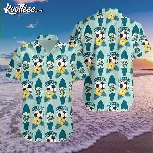 Soccer Surfing Summer Hibiscus Hawaiian Shirt