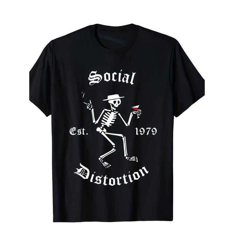 Social Art Distortion Graphic Tee - Soft, Breathable, Comfortable Cotton Top with Unique Band Music Print Design - Perfect for Music Lovers and Casual Daily Wear Made in USA