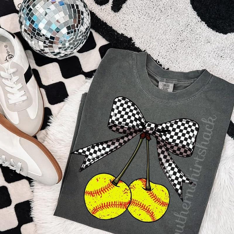 Softball Cherries T shirt  | Softball Mama Shirt | Pepper comfort colors t shirt Hoodie, Sweatshirt | InkThreadWorks.com