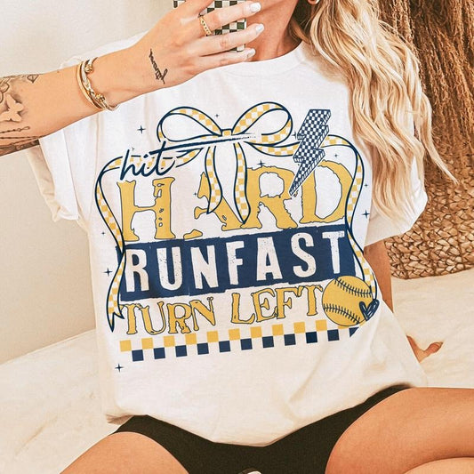 Softball Hit Hard Run Fast Swing Left Retro Softball Shirt Shirt Softball Saying Shirt Game Day Softball Shirt Retro Quote Funny Softball Mom Shirt