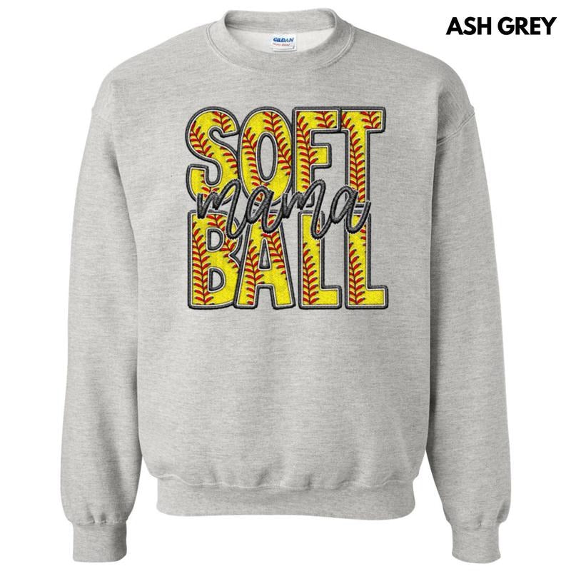 Softball Mama Faux Embroidery Sweatshirt T-Shirts, Hoodie | InkThreadWorks.com