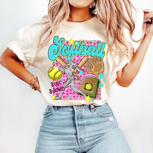 Softball tshirt, Game Day tShirt, Preppy Softball , Softball Mama sweatshirt, Softball Mom , Leopard Softball Coquette T-shirt, tshirt hot trend