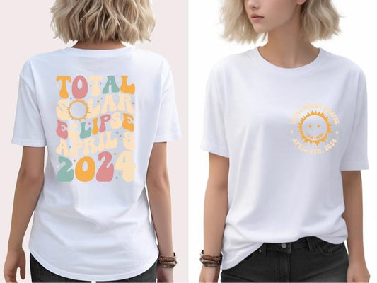 Solar Eclipse 2024 T-Shirt DRG, Double-Sided T-Shirt, April 8th 2024 T-Shirt, Eclipse Event 2024 T-Shirt DRG, Celestial...