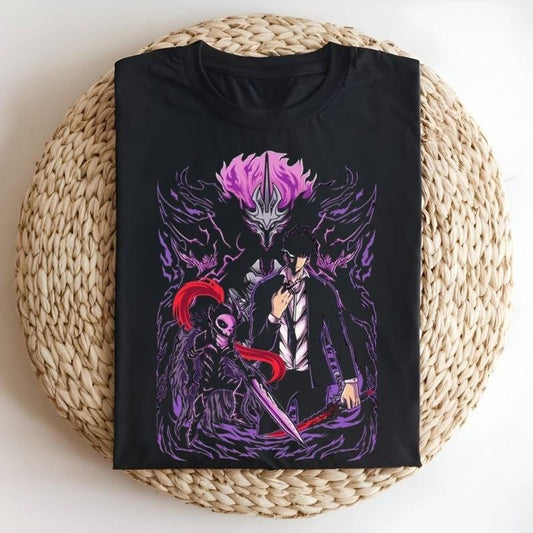 Solo Leveling T-Shirt - Shadow Monarch Jinwoo Sung Tee - Igris Fanart Manhwa Shirt - Dark Fantasy Anime Merch - Otaku