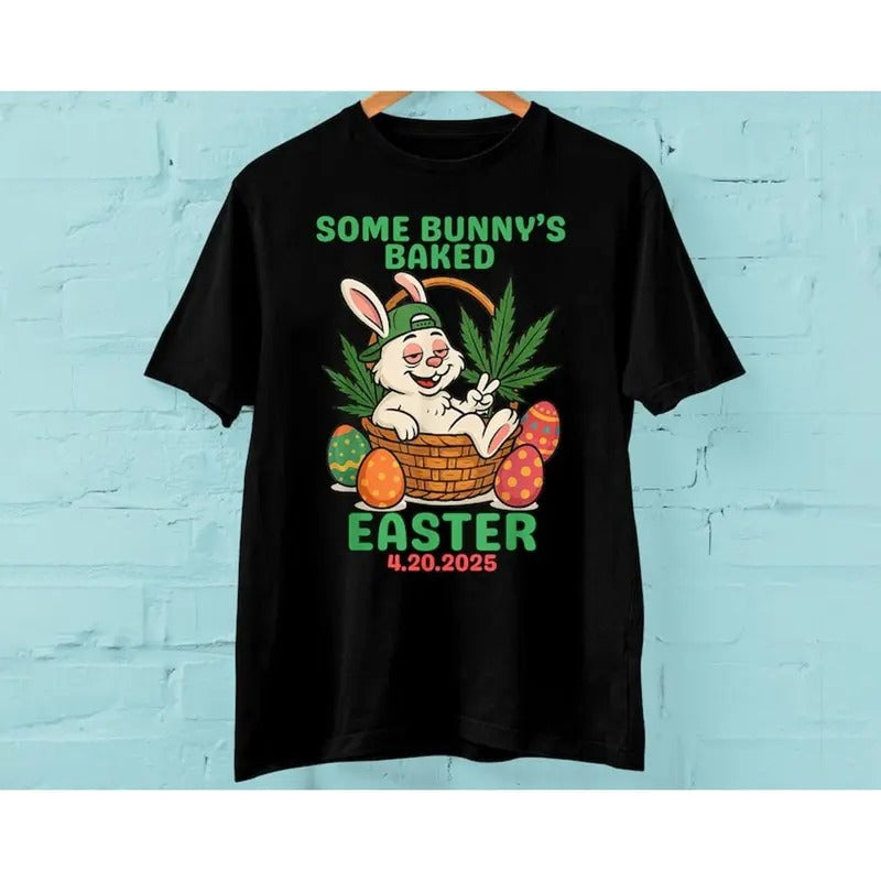 Some Bunny's Baked Easter Bunny Weed Smoking Rabbit Tshirt, Some Bunnys Baked women Shirt, Unisex Short Sleeve Tee...