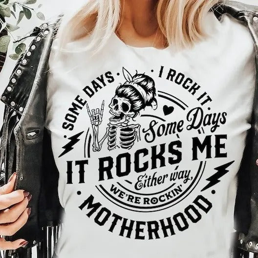 Some days I rock it some days it rocks me svg, Motherhood svg, Rocking motherhood svg, Funny motherhood skull svg, Mom...