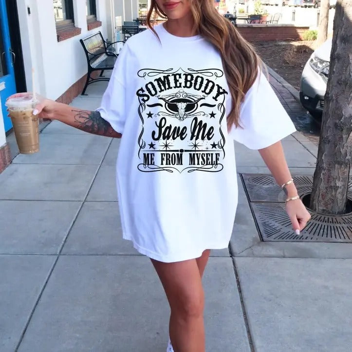 Somebody Save Me From Myself Tshirt, Music Shirt, Country Music Outfit, Sweatshirt Top Womenswear Casual Comfort Hoodie