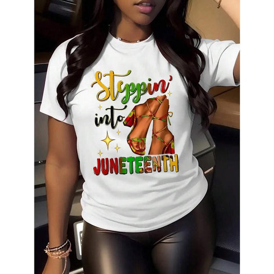 Sonia Samra Steppin' Into Juneteenth T-shirt, Cutural Celebration Sweatshirt, Black Owned Hoodie, Juneteenth Gifts, Black History Month Shirts, Unisex Graphic Tee, Smooth Fabric, Aesthetic Streetwear Vibe