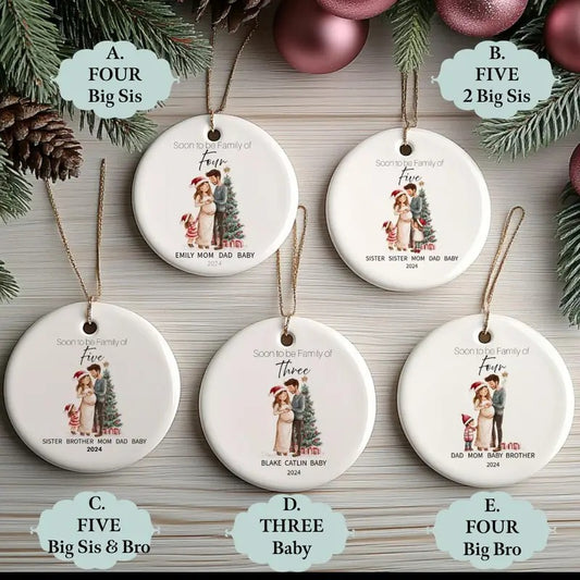 Soon to be Family of 5 Christmas Ornament, Pregnancy Custom Family Ornament, Expecting New Baby Ornament, Mom to be Gift...