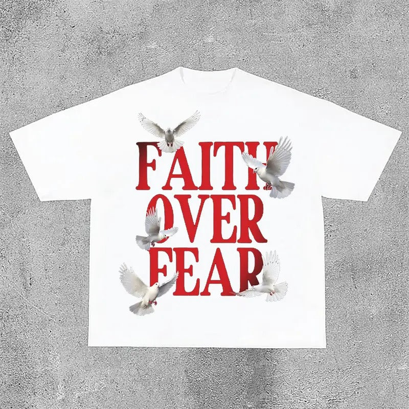 Sopula Casual Short Sleeve Faith Over Fear Print  T-Shirt Hoodie, Sweatshirt | InkThreadWorks.com