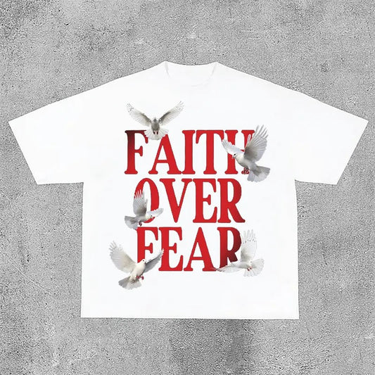 Sopula Casual Short Sleeve Faith Over Fear Print  T-Shirt Hoodie, Sweatshirt | InkThreadWorks.com