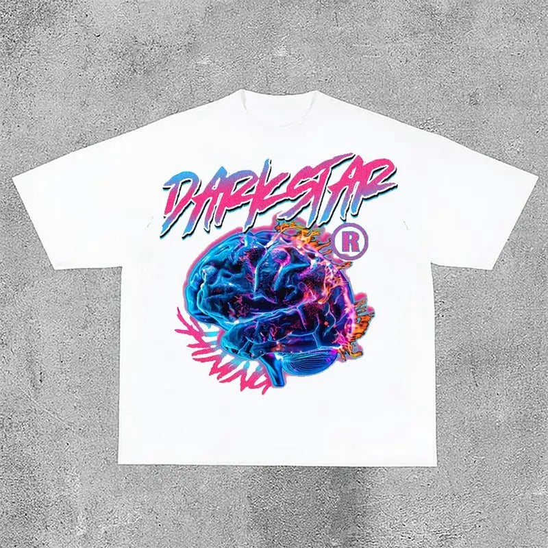 Sopula Darkstar Fun Color Brain Graphic Print Cotton T-Shirt