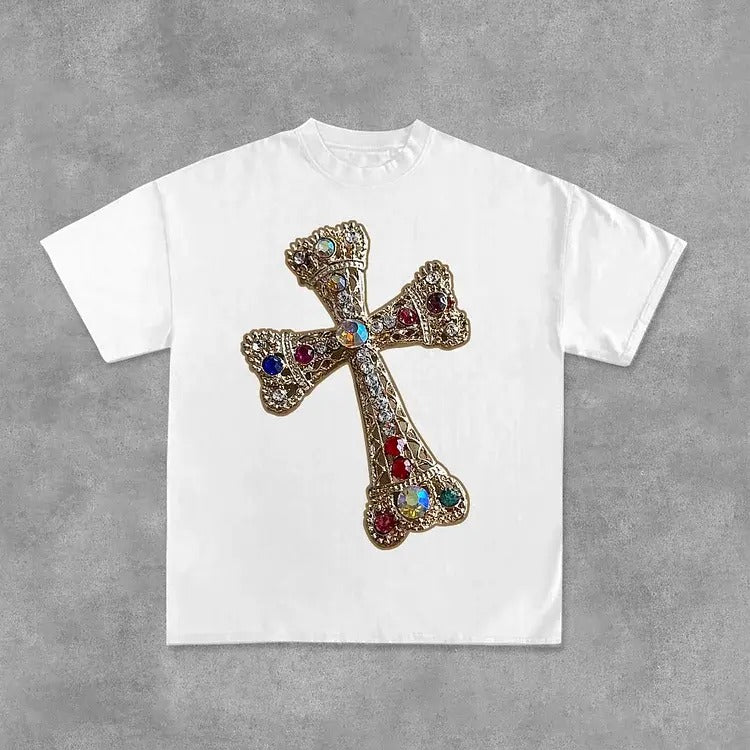 Sopula Diamond Cross Graphic Print Cotton T-Shirt