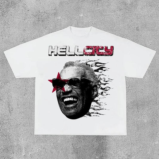 Sopula Hellcity - Flame Player Graphics Cotton T-Shirt