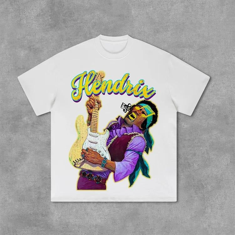 Sopula Hendrix Fashion Guitarist Graphic Print   Cotton T-Shirt