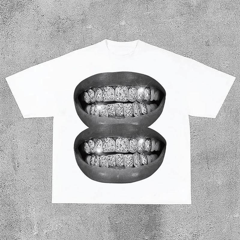 Sopula Unisex Lip Graphic Print Fashion Cotton T-Shirt Fabric Fit