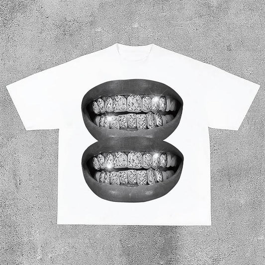 Sopula Unisex Lip Graphic Print Fashion Cotton T-Shirt Fabric Fit