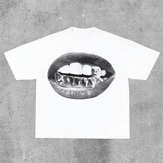 Sopula Unisex Lips Graphics Print Cotton T-Shirt