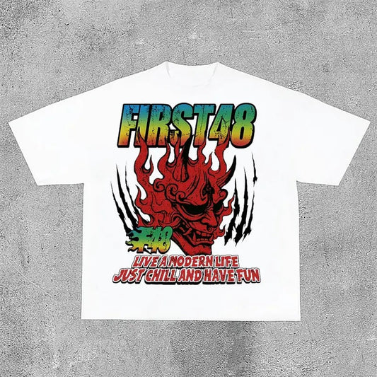 Sopula Vintage FIRST48 Graphic Print Cotton T-Shirt