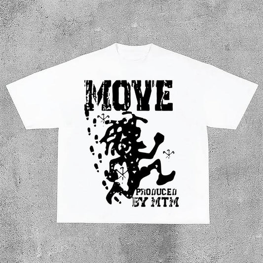 Sopula Vintage Just Move Art Graphic Cotton T-Shirt