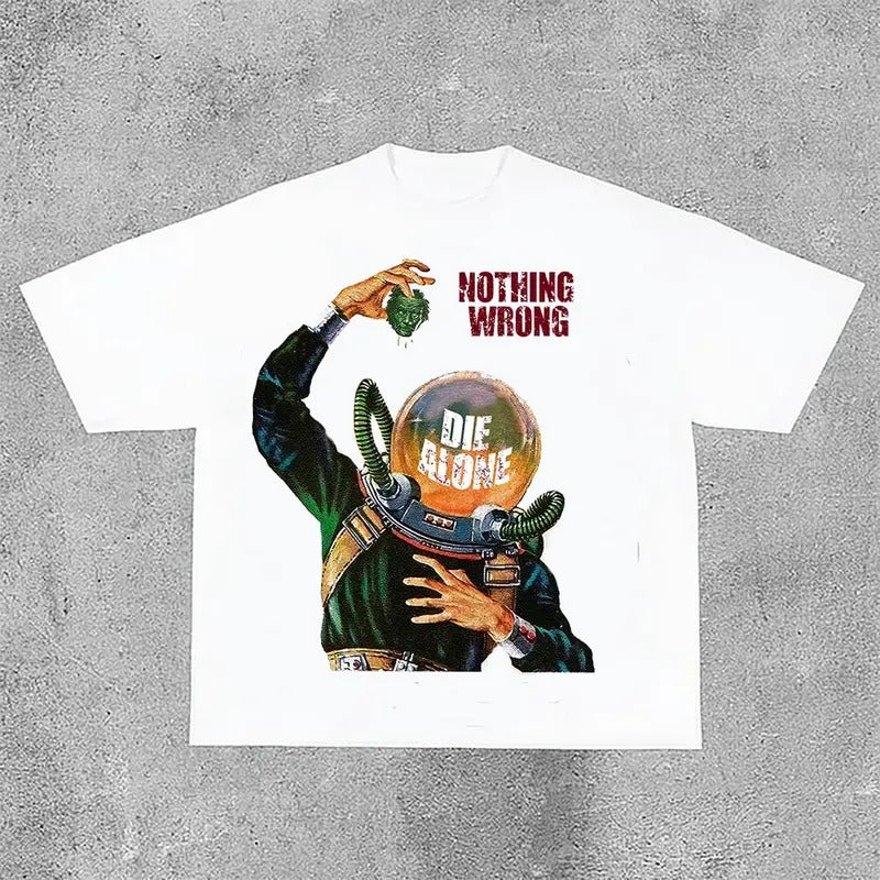 Sopula Vintage Nothing Wrong Graphic Print Casual Cotton T-Shirt