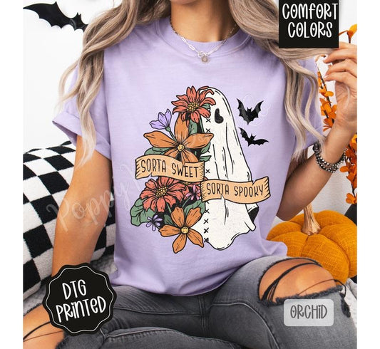 Sorta Sweet Sorta Spooky Comfort Colors, Trendy Women's Halloween Tshirt Hoodie, Sweatshirt | InkThreadWorks.com