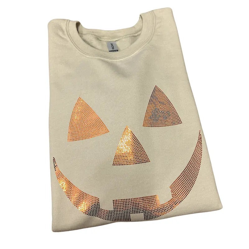 Spangle Jack O Lantern Face Sweatshirt T-Shirts, Hoodie | InkThreadWorks.com