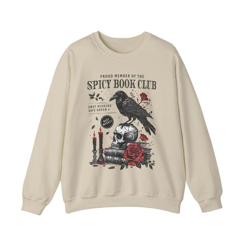 Spicy Book Club Sweatshirt, Morally Grey Hoodie, Book Sweatshirt, Booktok Merch, Bookish Things, Smut Gift, Death By TBR Unisex Soft Comfort Crewneck Pullover Long Sleeves Graphic Fabric Sweater