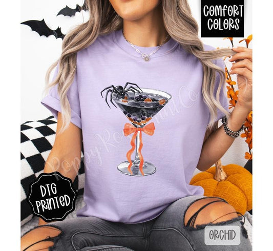 Spider Martini Shirt Comfort Colors 1717 Tee Trendy Halloween Tshirt Made in USA 100% US Cotton Ethical Sustainable...
