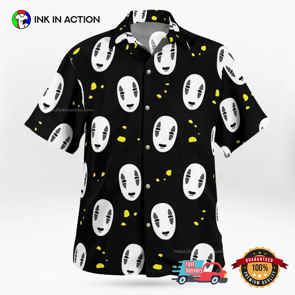 Spirited Away No Face Black Button Up Hawaiian Shirt