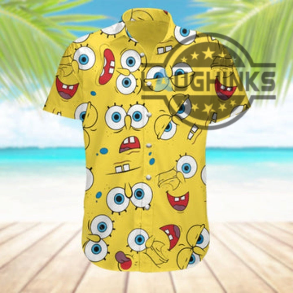 Spongebob Costume All Over Printed Spongebob Cosplay Hawaiian Shirt And Shorts Sponge Bob Squarepants Costumes Spongebob Outfits Mens NEW