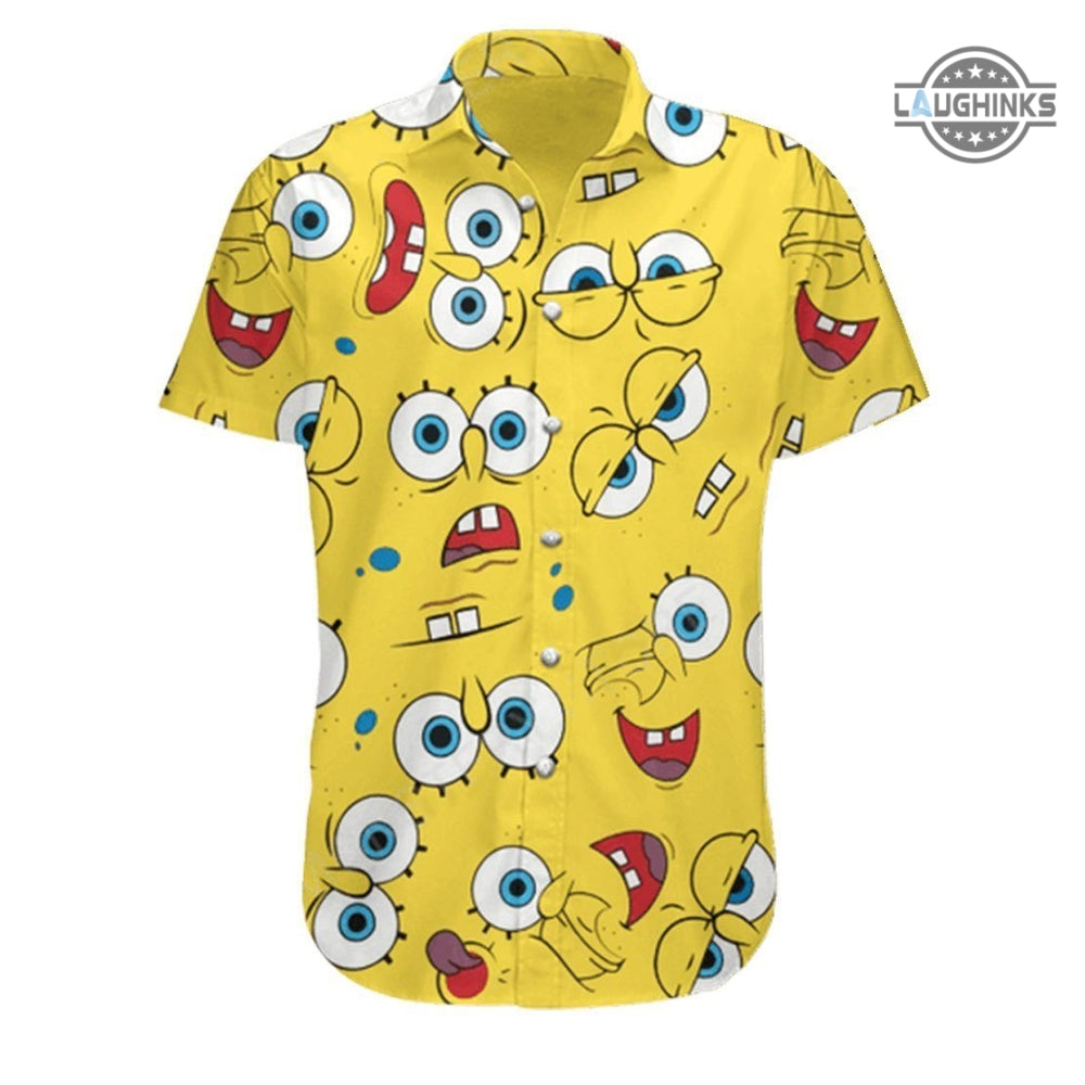 Spongebob Costume All Over Printed Spongebob Cosplay Hawaiian Shirt And Shorts Sponge Bob Squarepants Costumes Spongebob Outfits Mens NEW