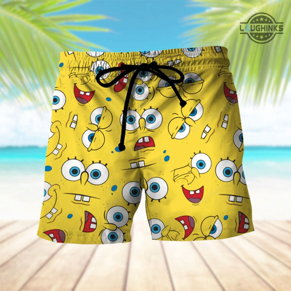 Spongebob Costume All Over Printed Spongebob Cosplay Hawaiian Shirt And Shorts Sponge Bob Squarepants Costumes Spongebob Outfits Mens NEW