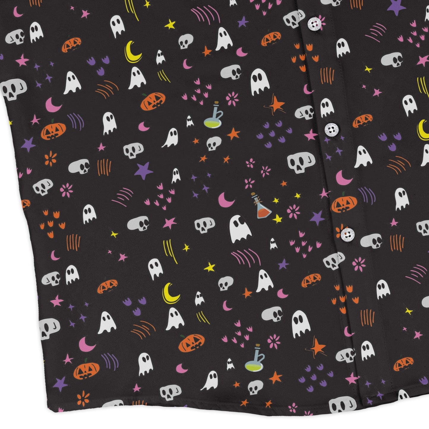 Spooky Doodles Long Sleeve Button Up Shirt