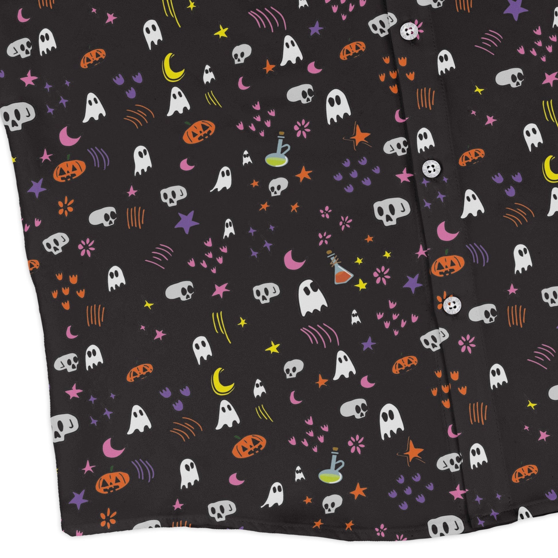 Spooky Doodles Long Sleeve Button Up Shirt