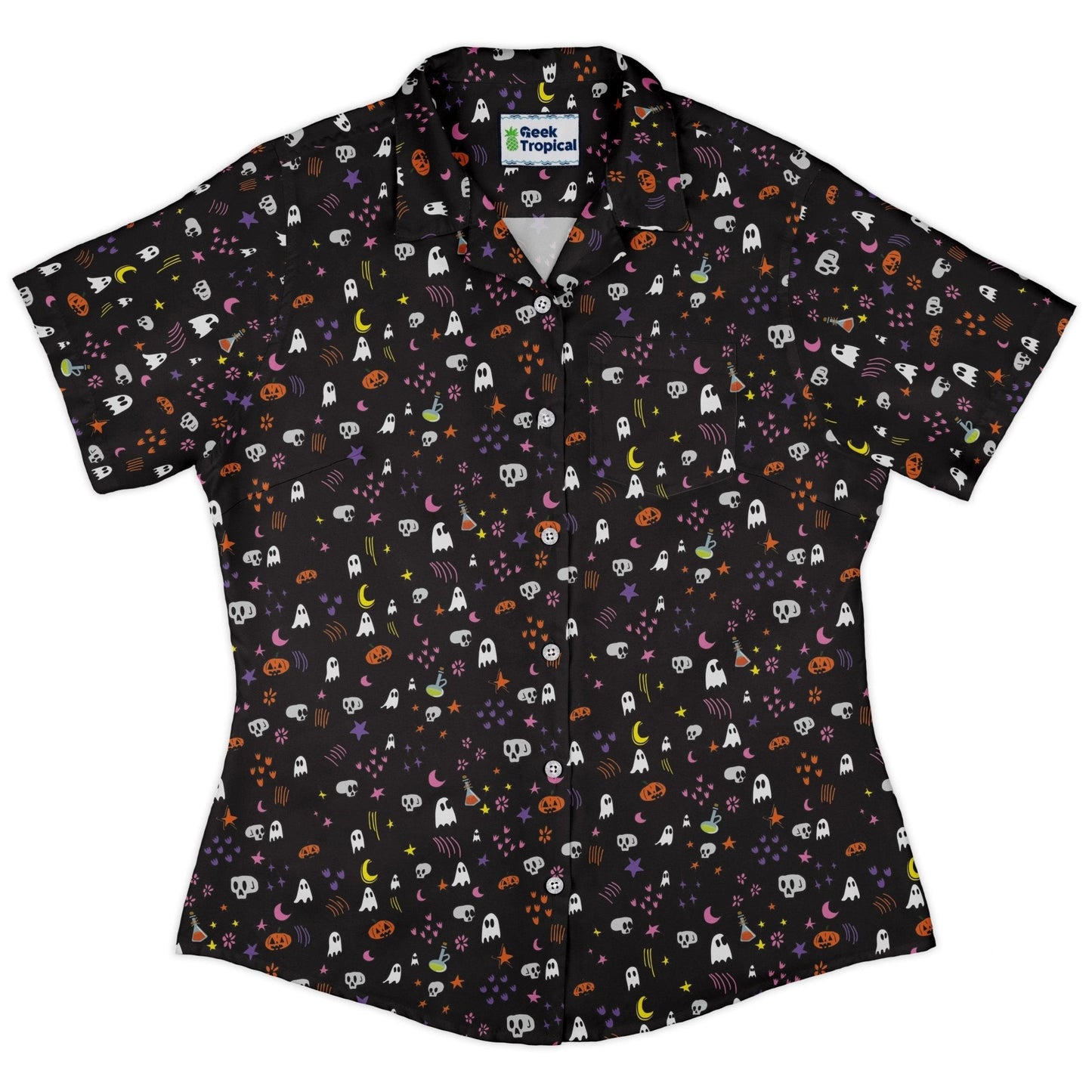 Spooky Doodles Curvy Button Up Shirt