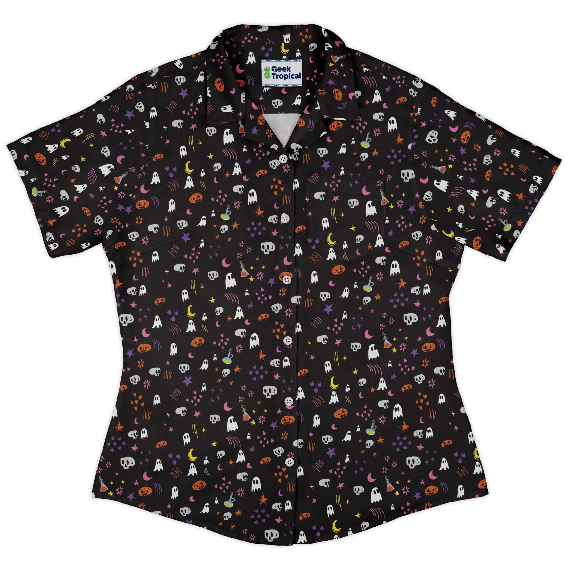 Spooky Doodles Curvy Button Up Shirt