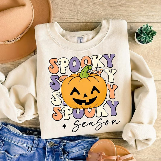 Spooky Season Halloween Spooky Mama Retro Halloween Spooky Season Trendy Pumpkin Fall Halloween Shirt Design TK43GN...