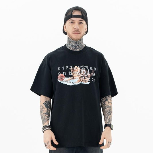 Spring Summer Trendy Kitten Destroyed Printed Short-Sleeved T-shirt Hoodie, Sweatshirt | InkThreadWorks.com