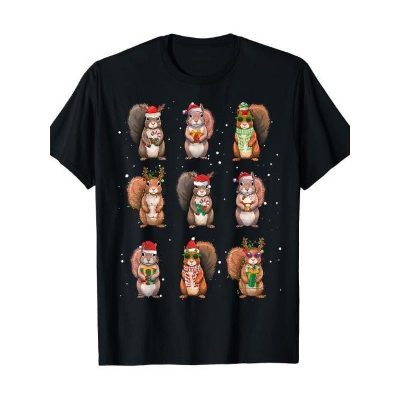 Squirrel Christmas Lights decorated Fun Squirrel Lover T-shirt Made In USA Hoodie, Sweatshirt | InkThreadWorks.com