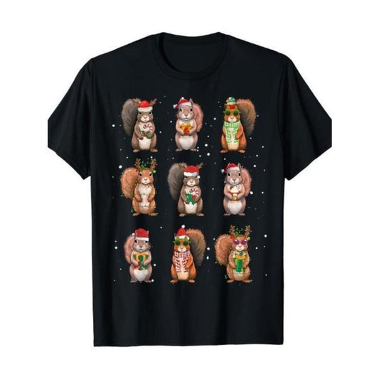 Squirrel Christmas Lights decorated Fun Squirrel Lover T-shirt Made In USA Hoodie, Sweatshirt | InkThreadWorks.com