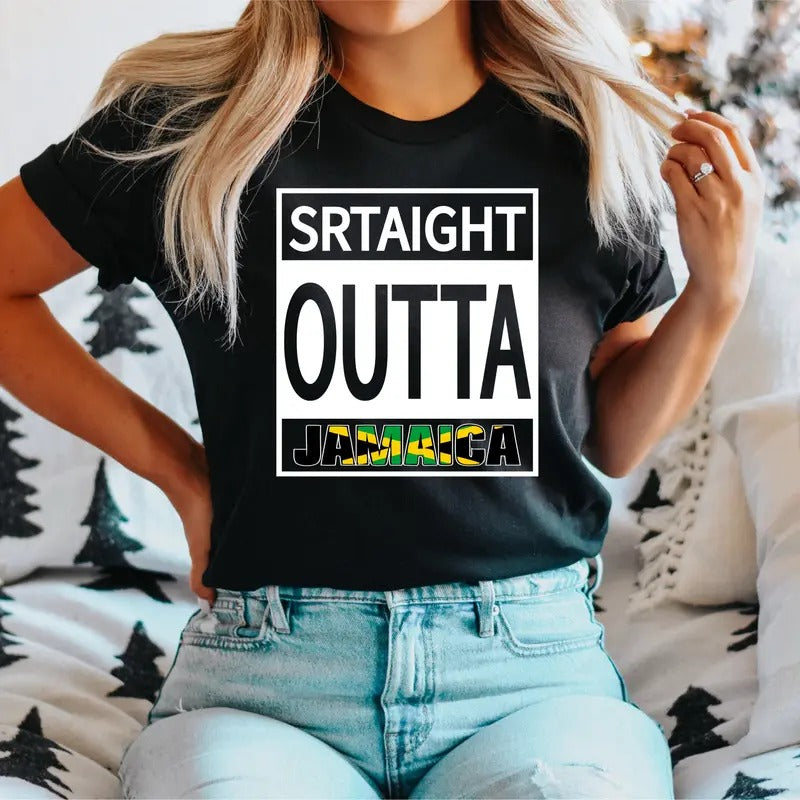 Srtaight Outta Jamaica T-Shirt, Jamaica Family Vacation Shirt, Fun Jamaica Tee, Jamaica Cruise Party Tee, Jamaican Gift...