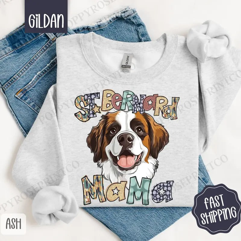 St. Bernard Mama Shirt Gildan, Dog Mom Women's Tee, Cute Mama Women's Tshirt Plus Sizes Hoodie, Sweatshirt
