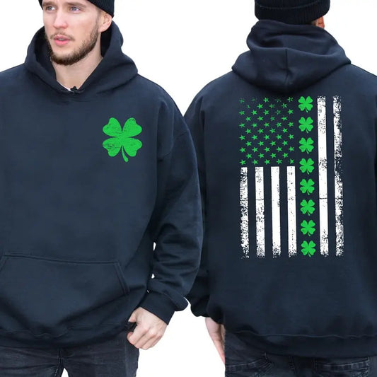 St. Patrick's Day American Flag Hoodie 2 Sided Hoodie, Unisex Hoodie For Men And Women