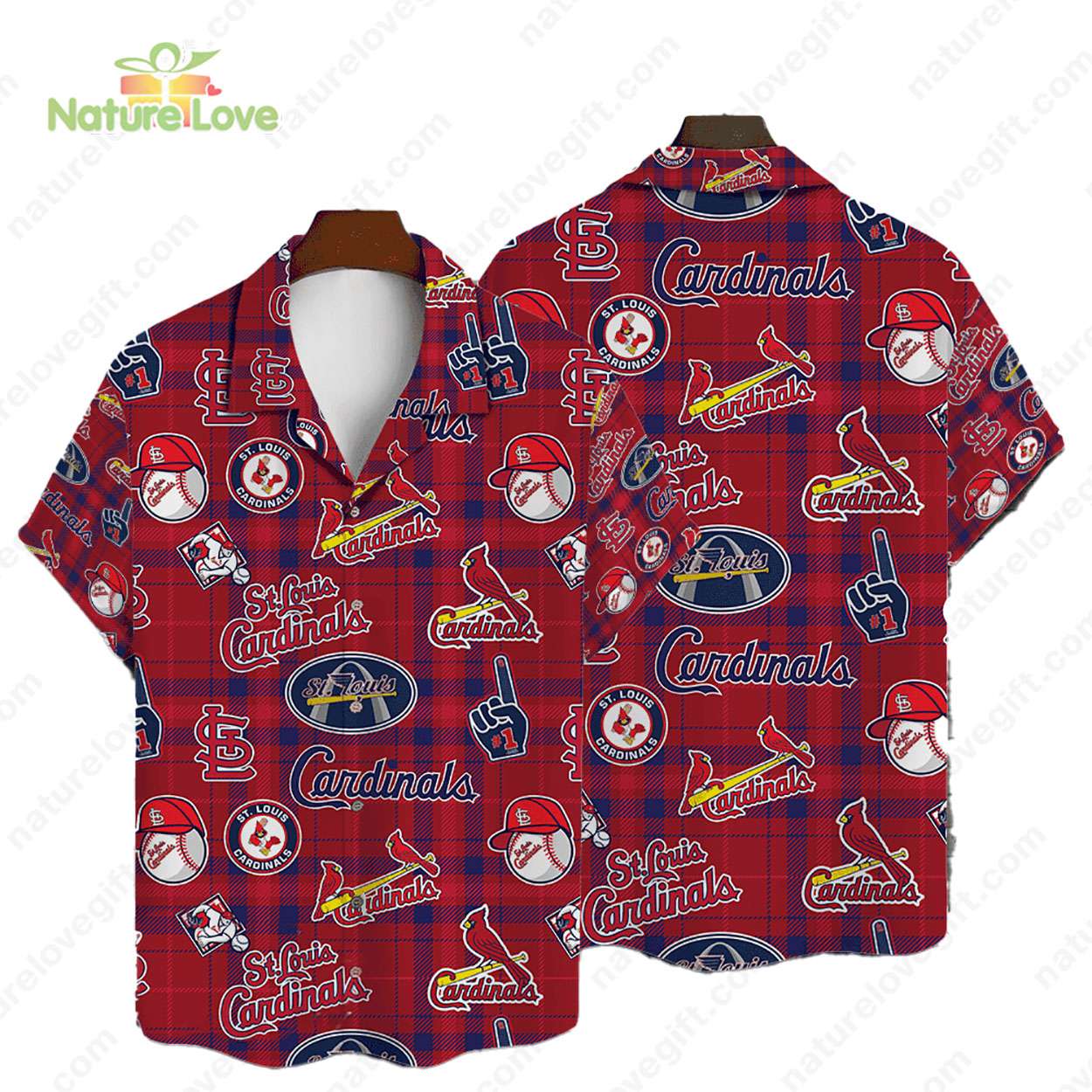 St. Louis Cardinals Logo Checkered Red MLB Hawaiian Shirt