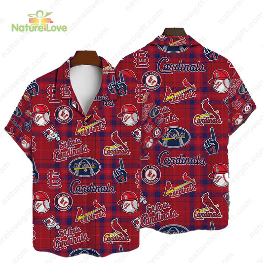 St. Louis Cardinals Logo Checkered Red MLB Hawaiian Shirt